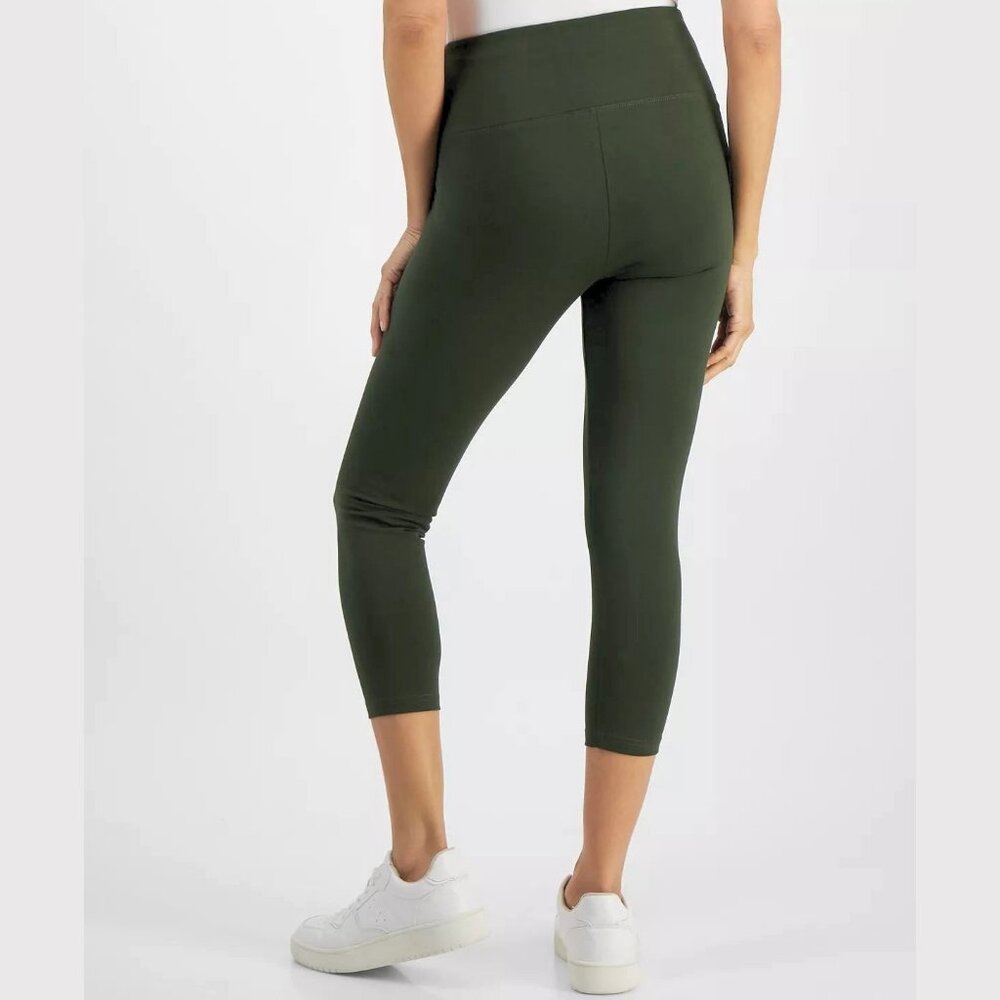 New Style & Co High Rise Cropped Leggings, Olive, Size XL